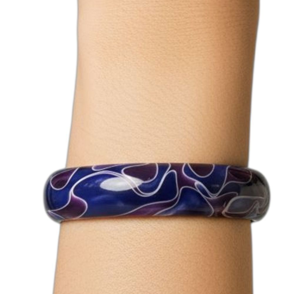 Purple and White Swirl Bangle Bracelet  see measurements